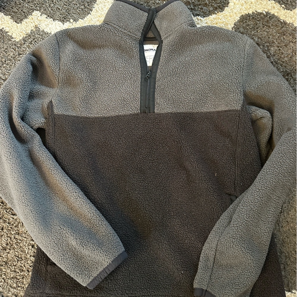 Men's Gray and Black Quarter-Zip Sweater